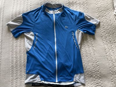 Pearl Izumi Blue/Light Gray Short Sleeve Full Zip Cycling Jersey - Men's Size XL