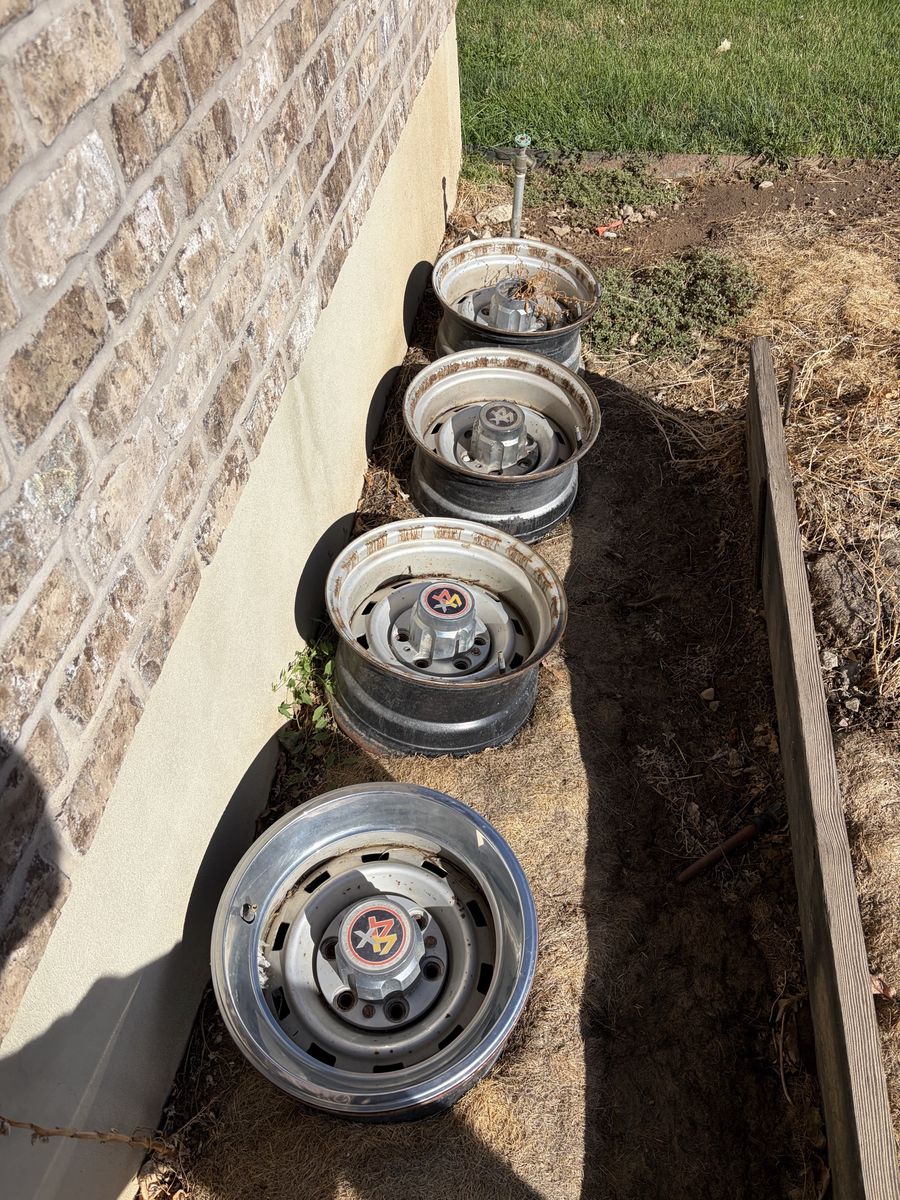 Set of 4 Vintage square body rally wheels Truck Wheels and Rims with Center Caps
