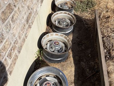 Set of 4 Vintage square body rally wheels Truck Wheels and Rims with Center Caps