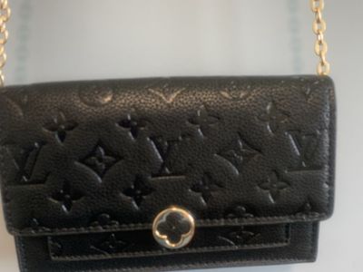 LV inspired black purse white chain handle crossbody