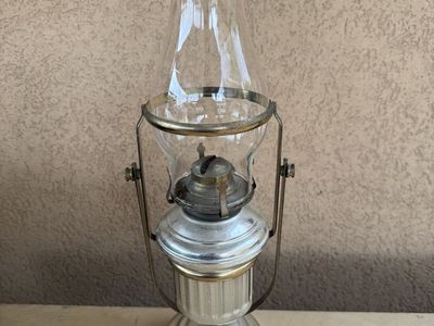 Vintage Brass Nautical Oil Lamp Eagle Burner 17" T
