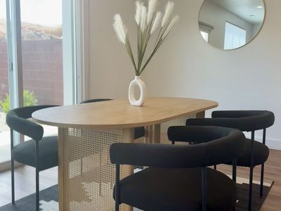 Curved Design Dining Table - Oak Finish