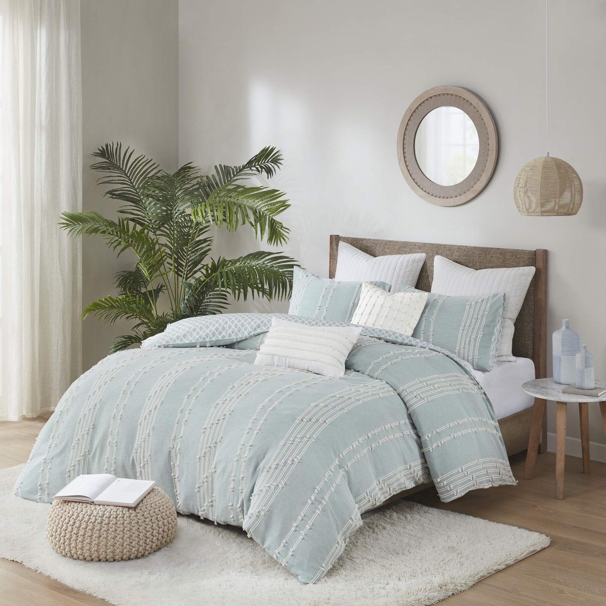 INK+IVY Kara 100% Cotton Duvet Mid Century Modern Design, All Season Comforter Cover Bedding Set, Matching Shams, King/Cal King,
