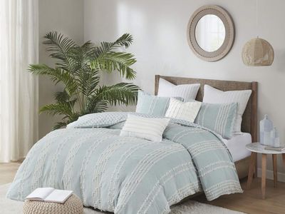 INK+IVY Kara 100% Cotton Duvet Mid Century Modern Design, All Season Comforter Cover Bedding Set, Matching Shams, King/Cal King,