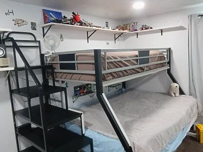 Metal Twin over Full Bunk Bed with Staircase Ladder