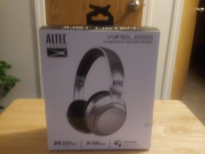 Altec Lansing Wireless Over-Ear Headphones - Silver/Black with 25-Hour Battery