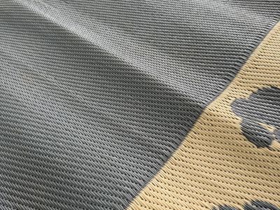 Large Outdoor Reversible Patio Rug Mat with Paw Print Border - Gray/Beige