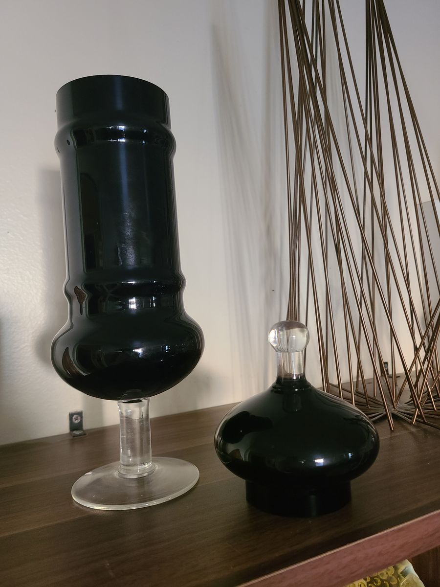 Rare Black Empoli Glass Apothecary Jar