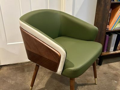 New Olive Green Faux Leather Accent Chair Mid Century