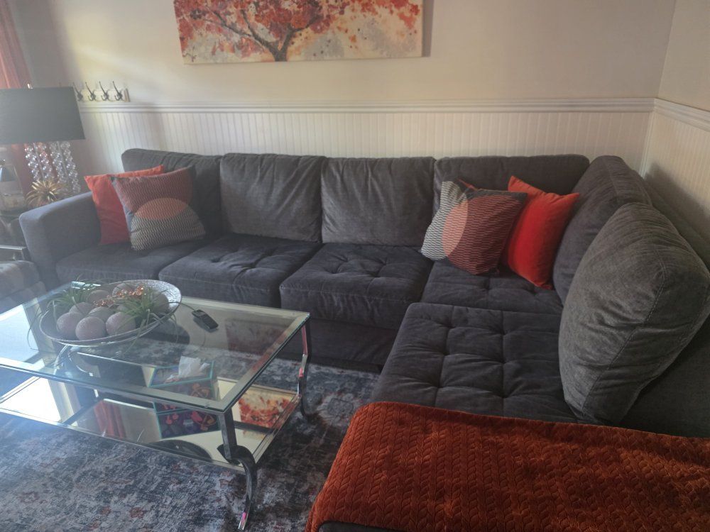 charcoal gray L-shaped sectional