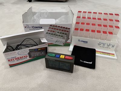 The MedCenter Monthly Pill Organizer System with Talking Alarm Clock