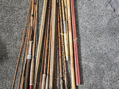 vintage split bamboo fishing rods lot
