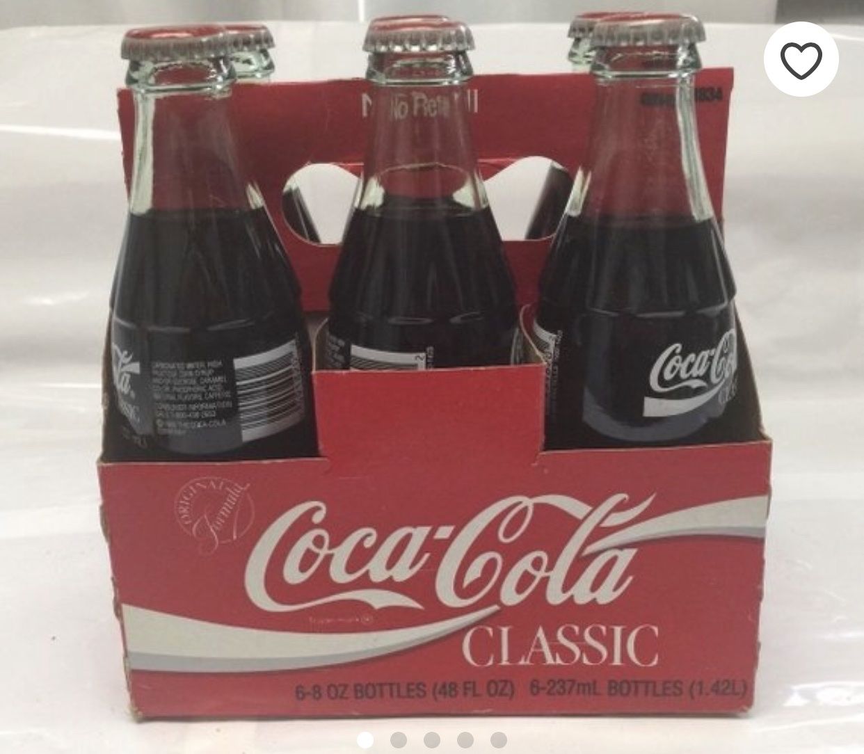 Coca-Cola Classic 1986 Unopened 6-Pack 8 oz Glass Bottles with Carrier - Collectible