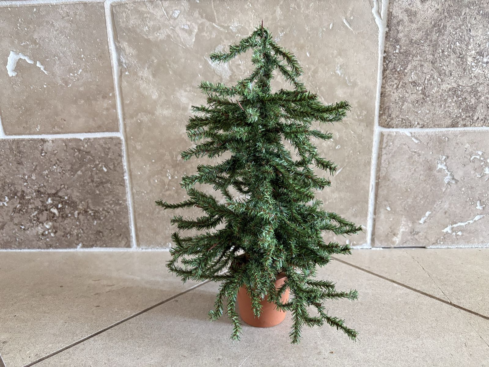 Small Tabletop Christmas Tree in Pot 14 Inch Tall