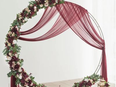 Ling’s Moment Flower Arch Decor With Drapes In Romantic Marsala