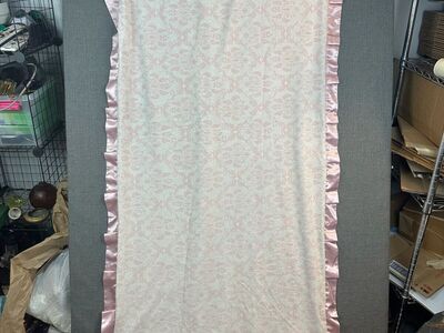 Minky Couture Pink Damask Plush Blanket Satin Trim