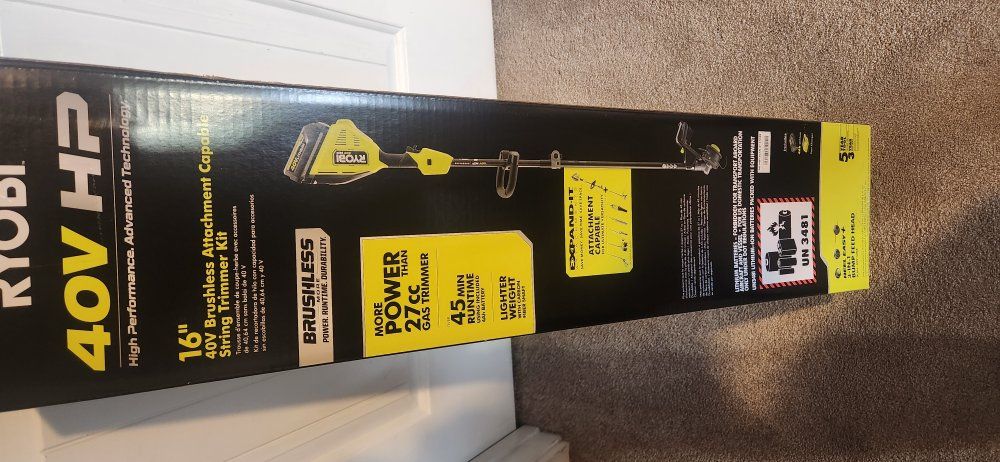 New Ryobi 40 Volt Trimmer + Battery and Charger