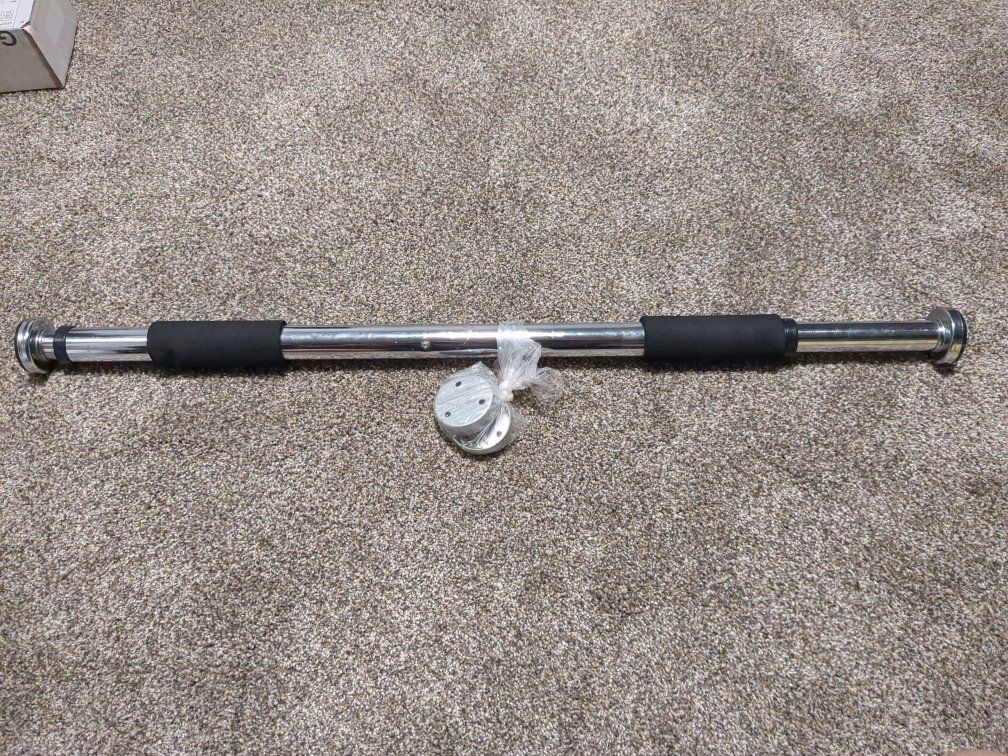 Adjustable Chrome Doorframe Pull-Up Bar with Padded Grips & Wall Mounts