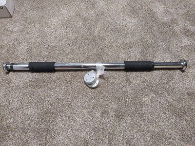 Adjustable Chrome Doorframe Pull-Up Bar with Padded Grips & Wall Mounts