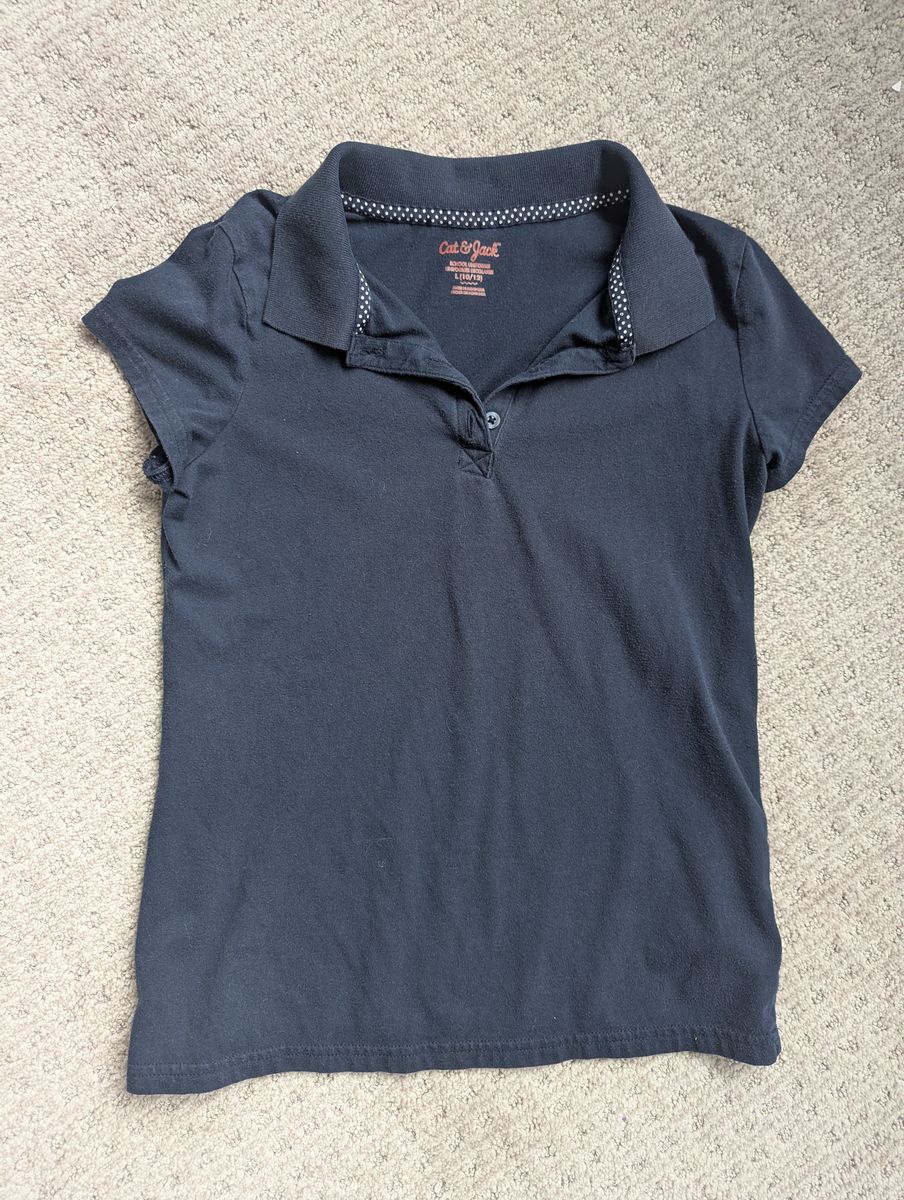 Girls Cat & Jack school uniform navy polo, size L 10-12
