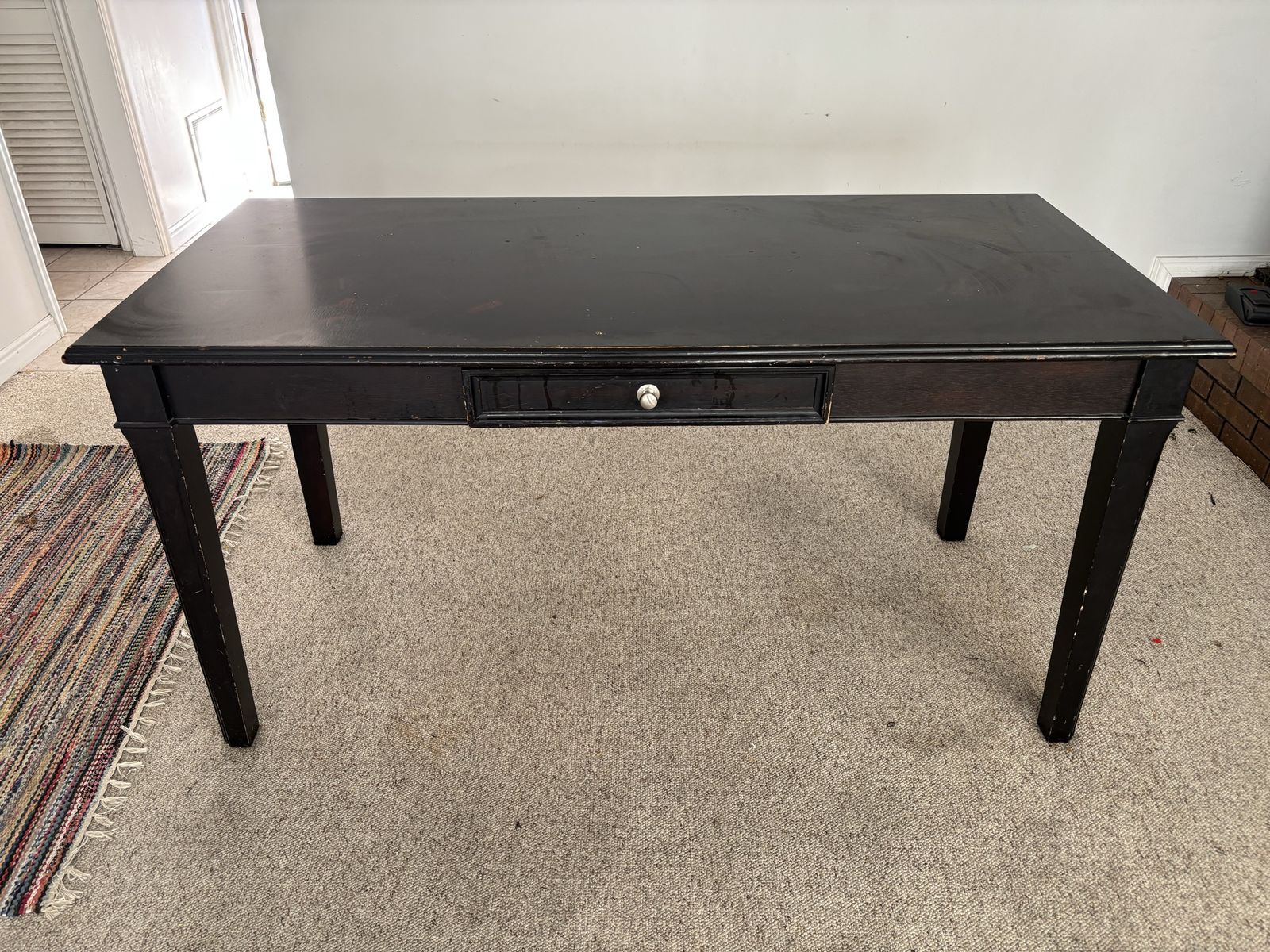 Dark Wood Writing Desk 60x28x30 with Single Drawer - Study/Office Table