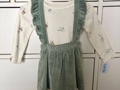 Baby Girl 2-Piece Ruffle Pinafore Dress Set