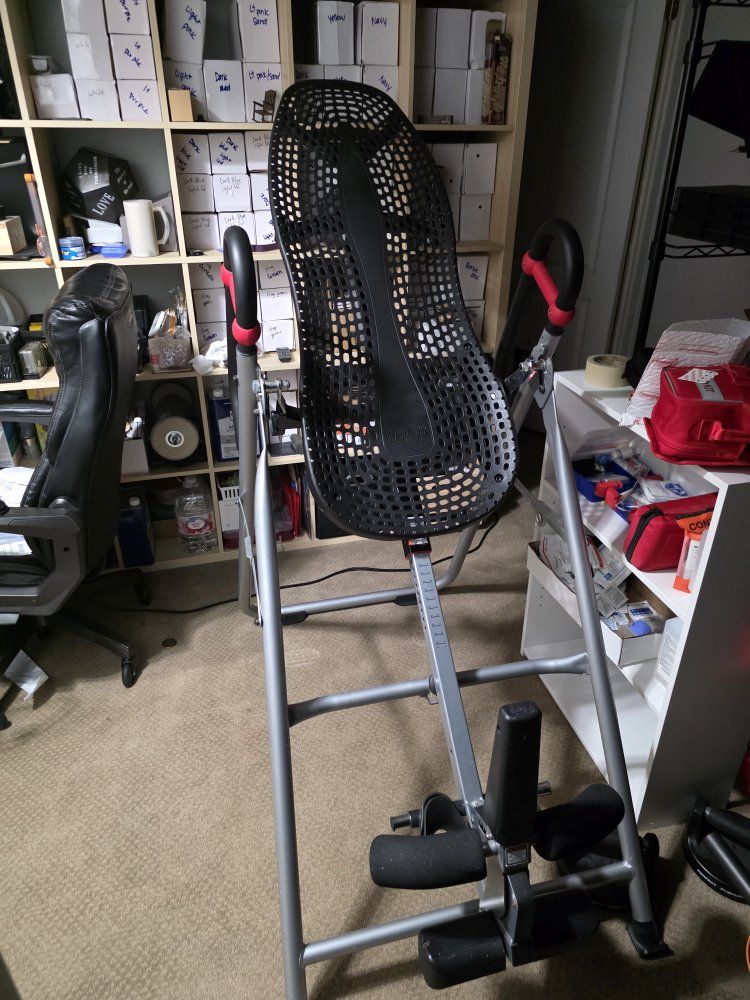 Teeter Inversion Table with Mesh Backrest and Foam Ankle Supports