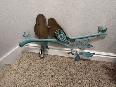 Rustic Wood & Metal Bird Wall Decor - Teal & Brown Branch Art