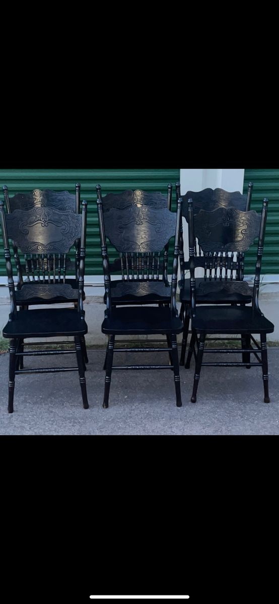 8 GORGEOUS BLACK VINTAGE CHAIRS