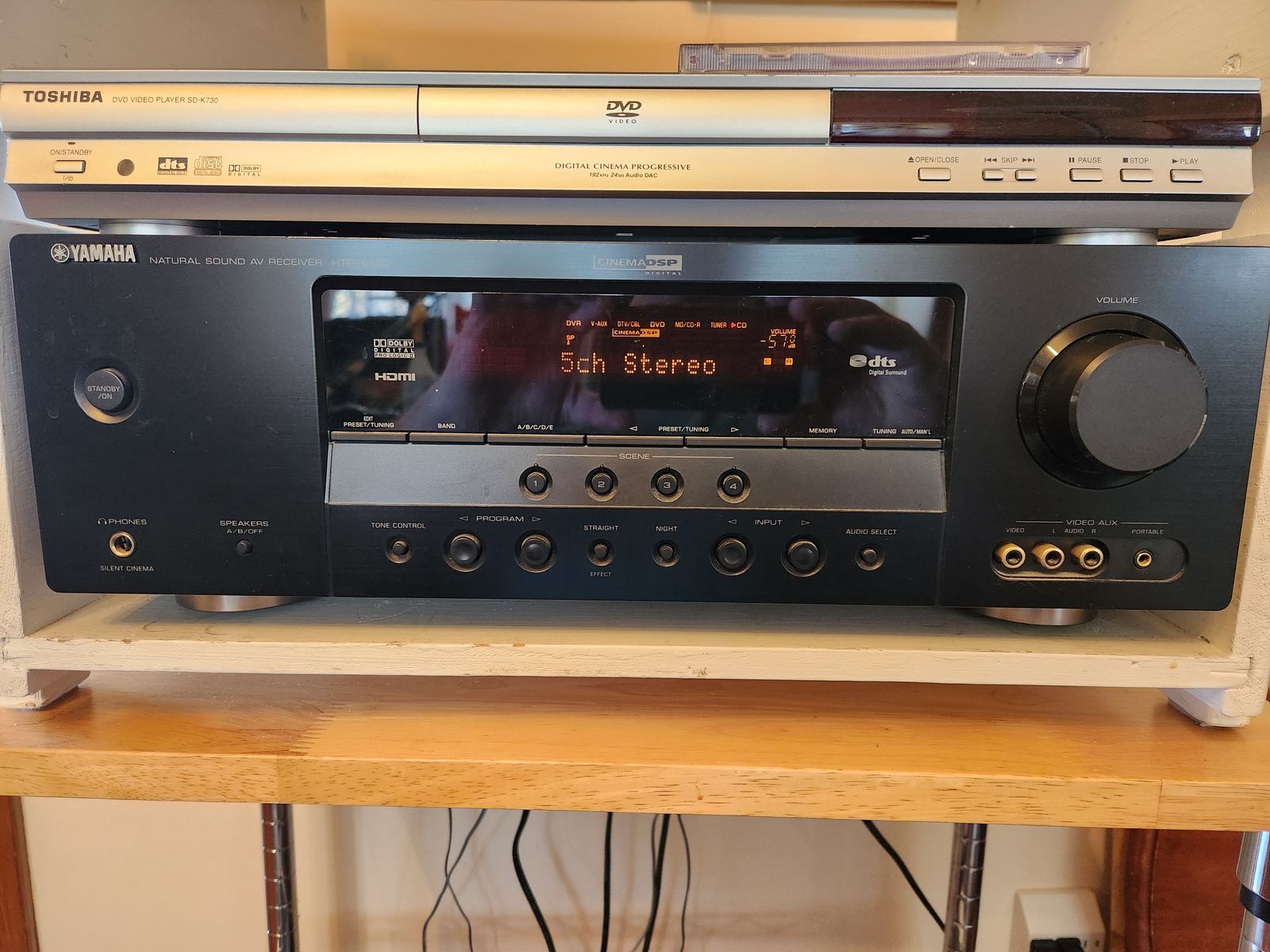 Yamaha Receiver HTR-6130, 240 Watts, 3 HDMI and two Digital Optical ports.  Works perfect really powerful.