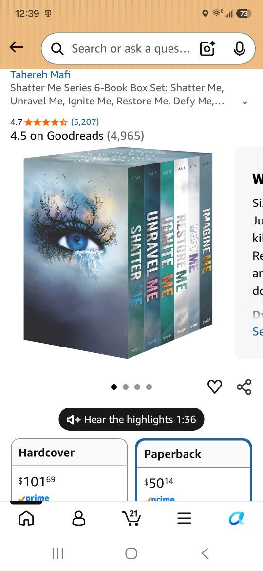 Shatter Me Series 6-Book Box Set by Tahereh Mafi - New