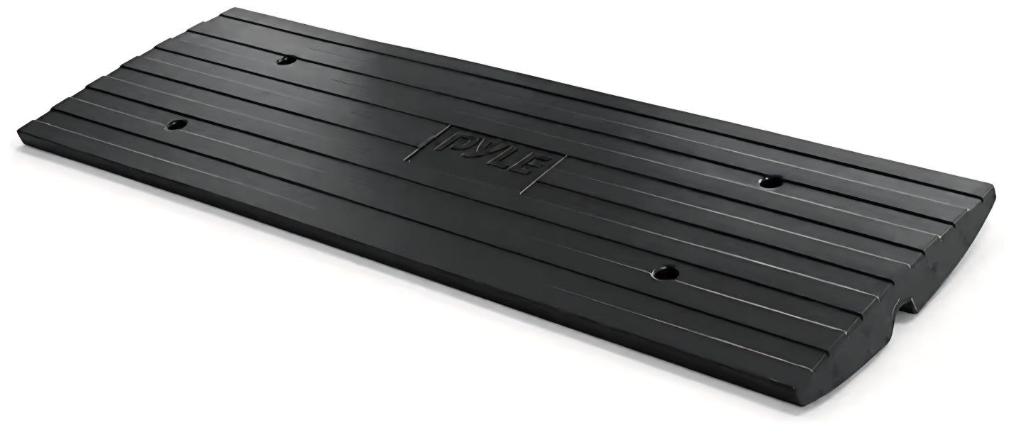 Pyle Car Driveway Curbside Bridge Ramp - Heavy Duty Rubber Threshold Curb Ramp, Used for Loading Dock, Garage, Sidewalk, Truck,