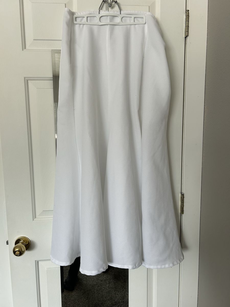 White Floral Jaquard Satin Floor Length Mermaid Skirt - 35" Waist