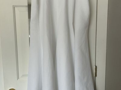 White Floral Jaquard Satin Floor Length Mermaid Skirt - 35" Waist