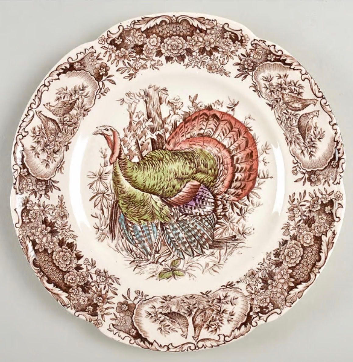 Vintage Johnson Brothers Wild Turkey Native American Dinner Plates