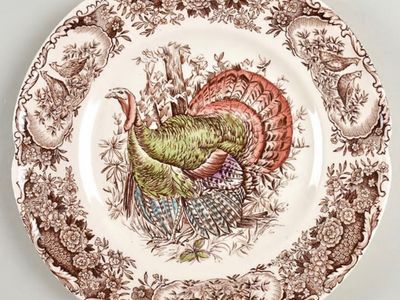 Vintage Johnson Brothers Wild Turkey Native American Dinner Plates