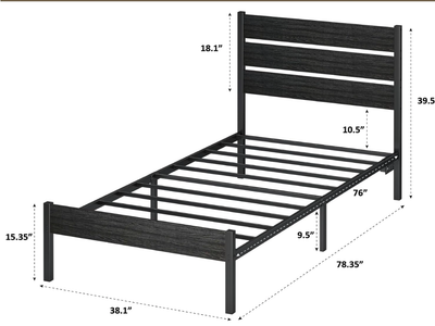 New In Box Twin Bed Frame with Charging Station, LED Light Metal