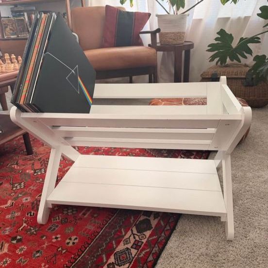 White Wood Record/Vinyl/Book Storage Shelf - 28" L x 16" W x 25" H