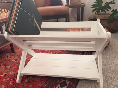 White Wood Record/Vinyl/Book Storage Shelf - 28" L x 16" W x 25" H