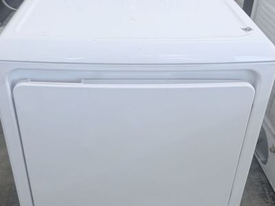 GE White Electric Front Load Dryer with Rotary Controls