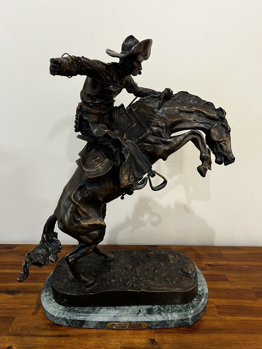 Bronco Buster Bronze Statue - Frederic Remington Reproduction - 24”