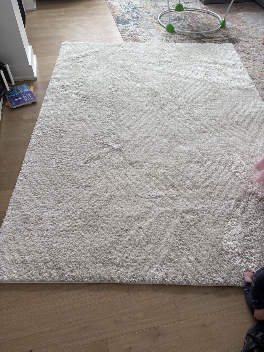 Large Off-White Shag Area Rug - Soft & Cozy Floor Decor