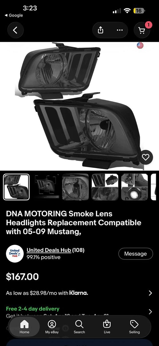 Smoke Lens Headlights 05-09 Mustang