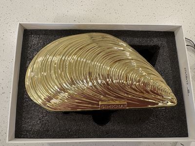 SIMKHAI Bridget Metal Oyster Shell Clutch Bag