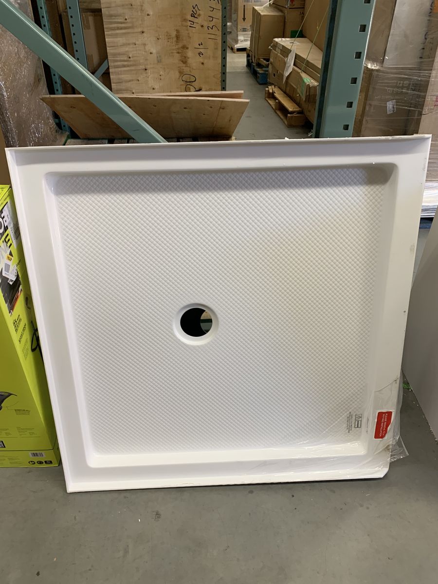 DreamLine SlimLine 36 in. x 36 in. Single Threshold Alcove Shower Pan Base in White with Center Drain