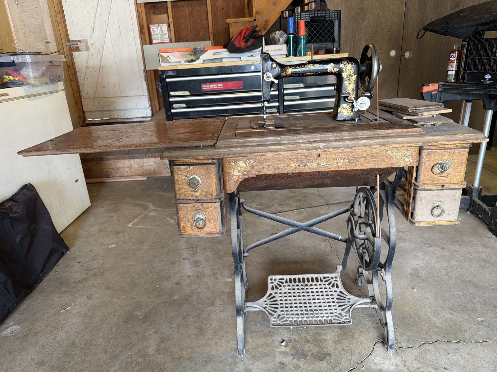 Antique Davis Treadle Sewing Machine and Table