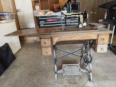 Antique Davis Treadle Sewing Machine and Table