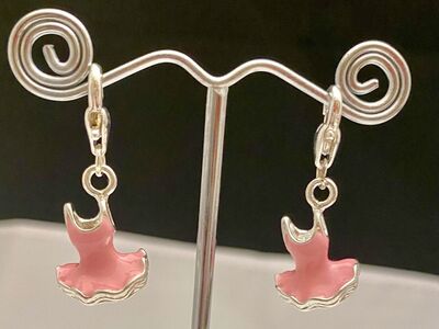 NEW - SET OF 2 Silver Plated and Enamel Dance 3D Charms/Pendants - For Bracelets-Necklaces-Earrings- C PIX