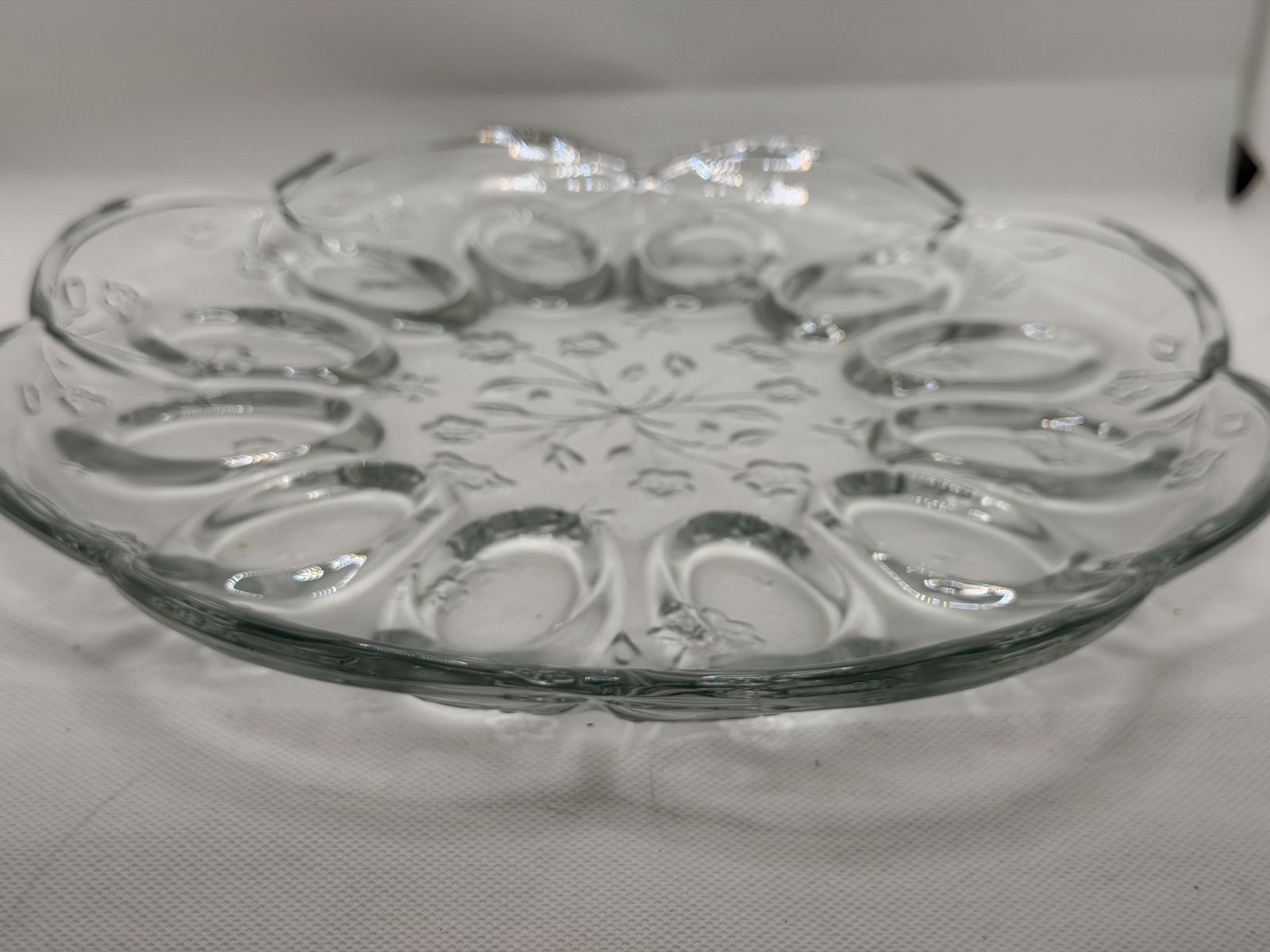 Vintage Anchor Hocking pressed glass Deviled Egg plate