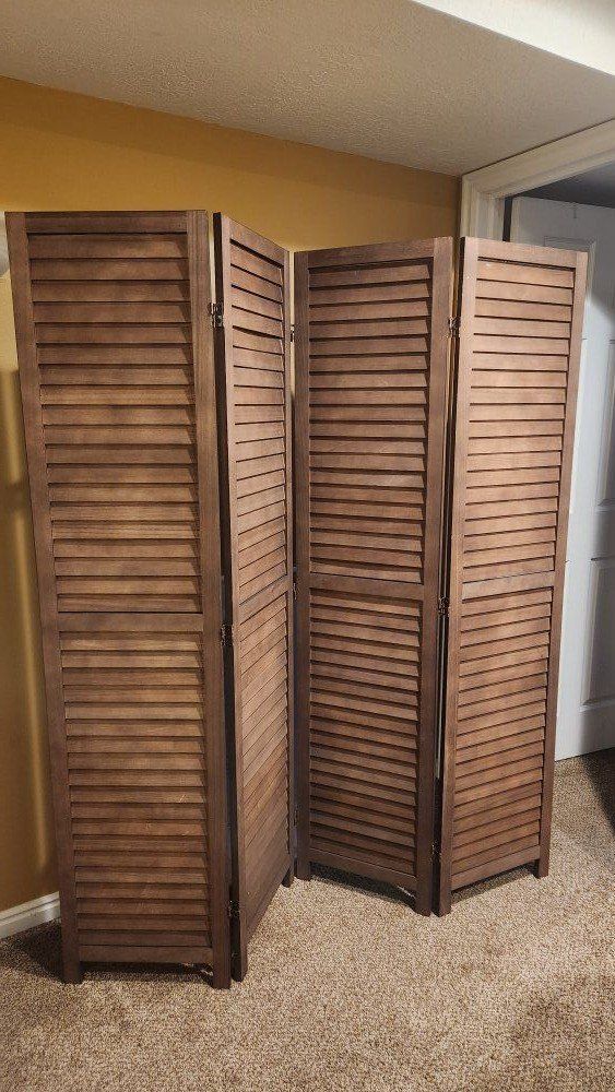 4 Panal Wood Privacy Screen